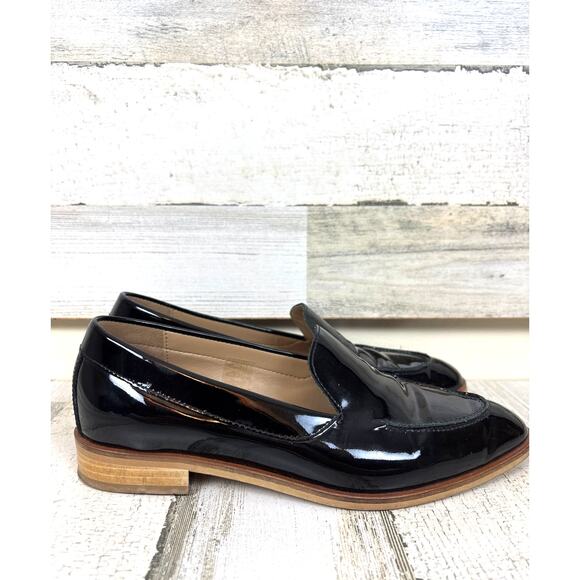 Everlane Women’s 7 Black Patent Italian Leather Pointed Toe Slip On Loafer Flats - Picture 2 of 9